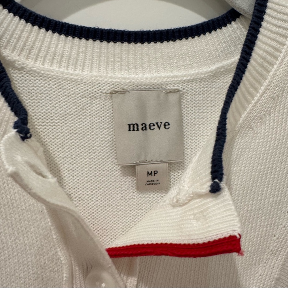 Anthropologie Maeve Puff-Sleeve Inset-Graphic Cardigan Sweater, Sz MP, NWT - Picture 8 of 12